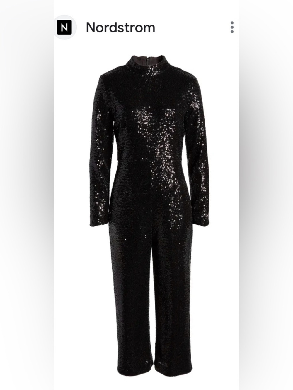Halogen Black Sequin Long-Sleeve Jumpsuit